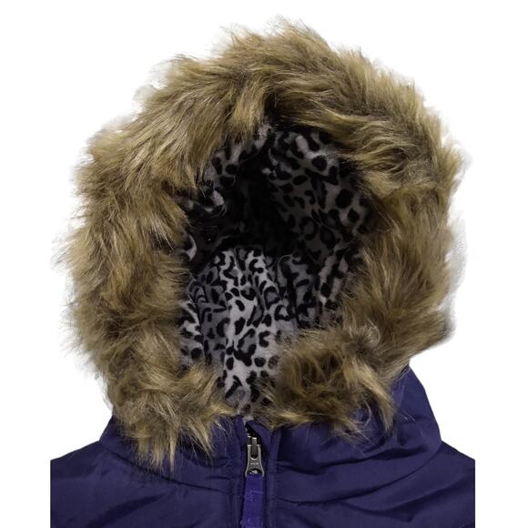 WEATHERTAMER Girls Small Faux Fur Lined Hood Puffer Jacket Gray Fleece Beanie - Picture 5 of 9